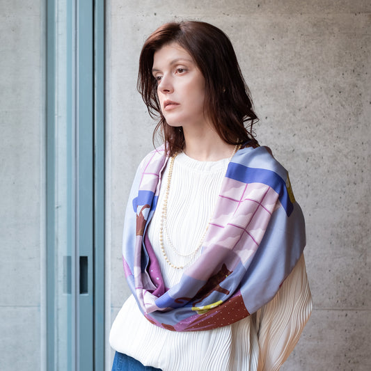 Silk & Merino Wool 'The New Favorite' midnight blue ループスカーフ