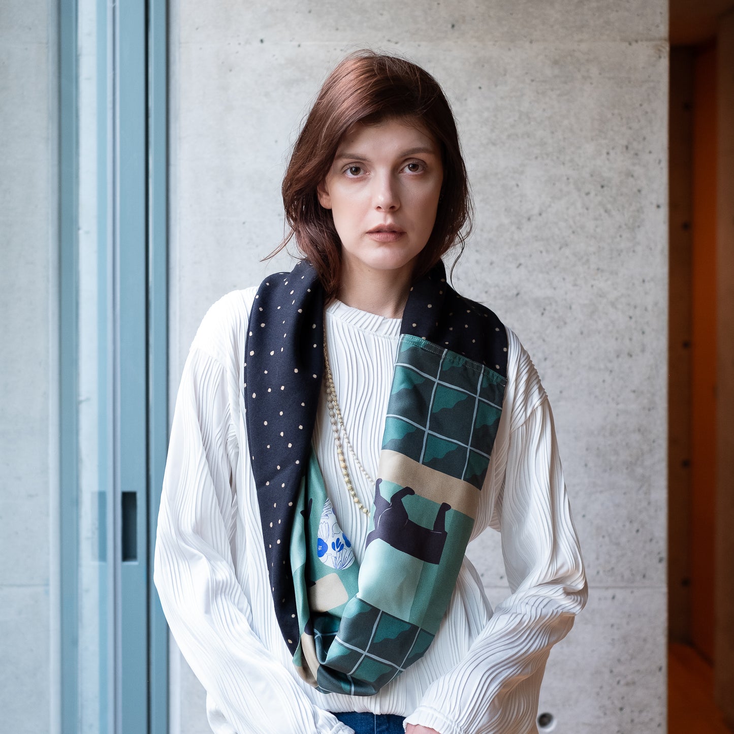 11月上入荷！Silk & Merino Wool 'The New Favorite' emerald green ループスカーフ
