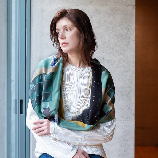 11月上入荷！Silk & Merino Wool 'The New Favorite' emerald green ループスカーフ