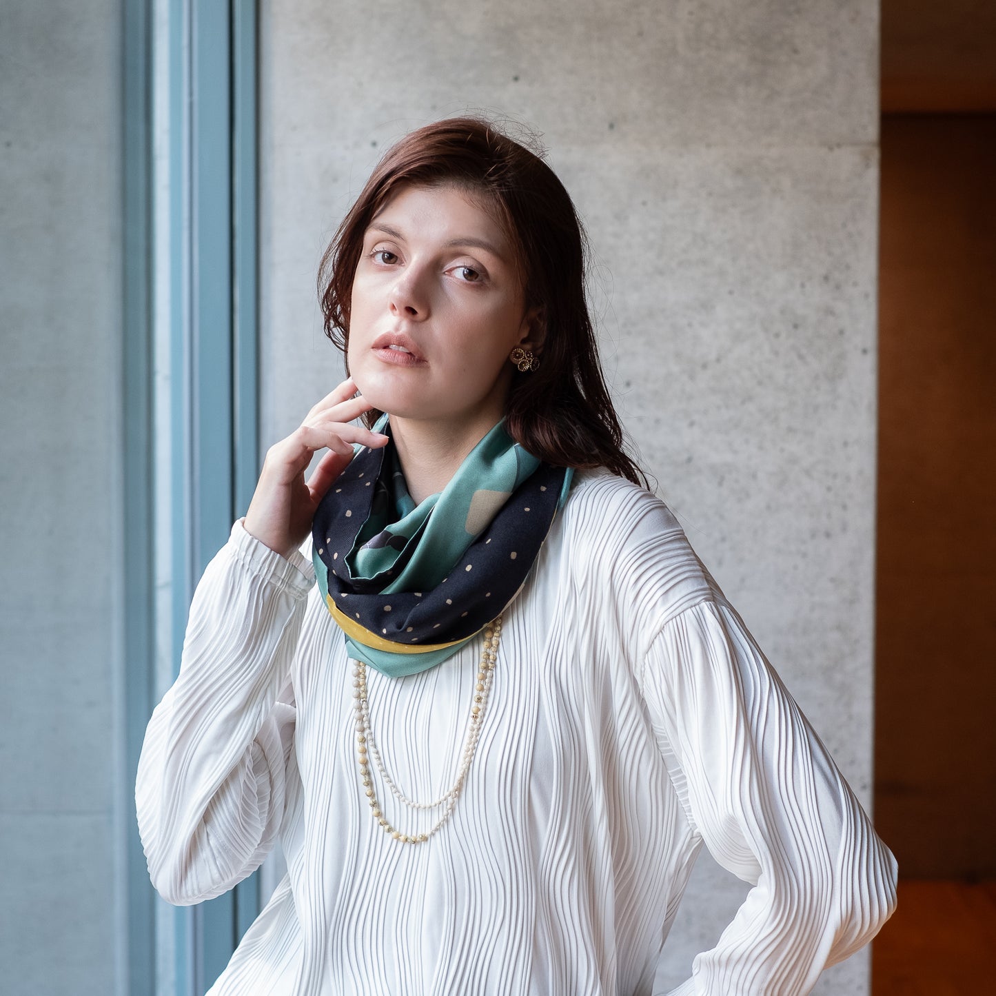 11月上入荷！Silk & Merino Wool 'The New Favorite' emerald green ループスカーフ