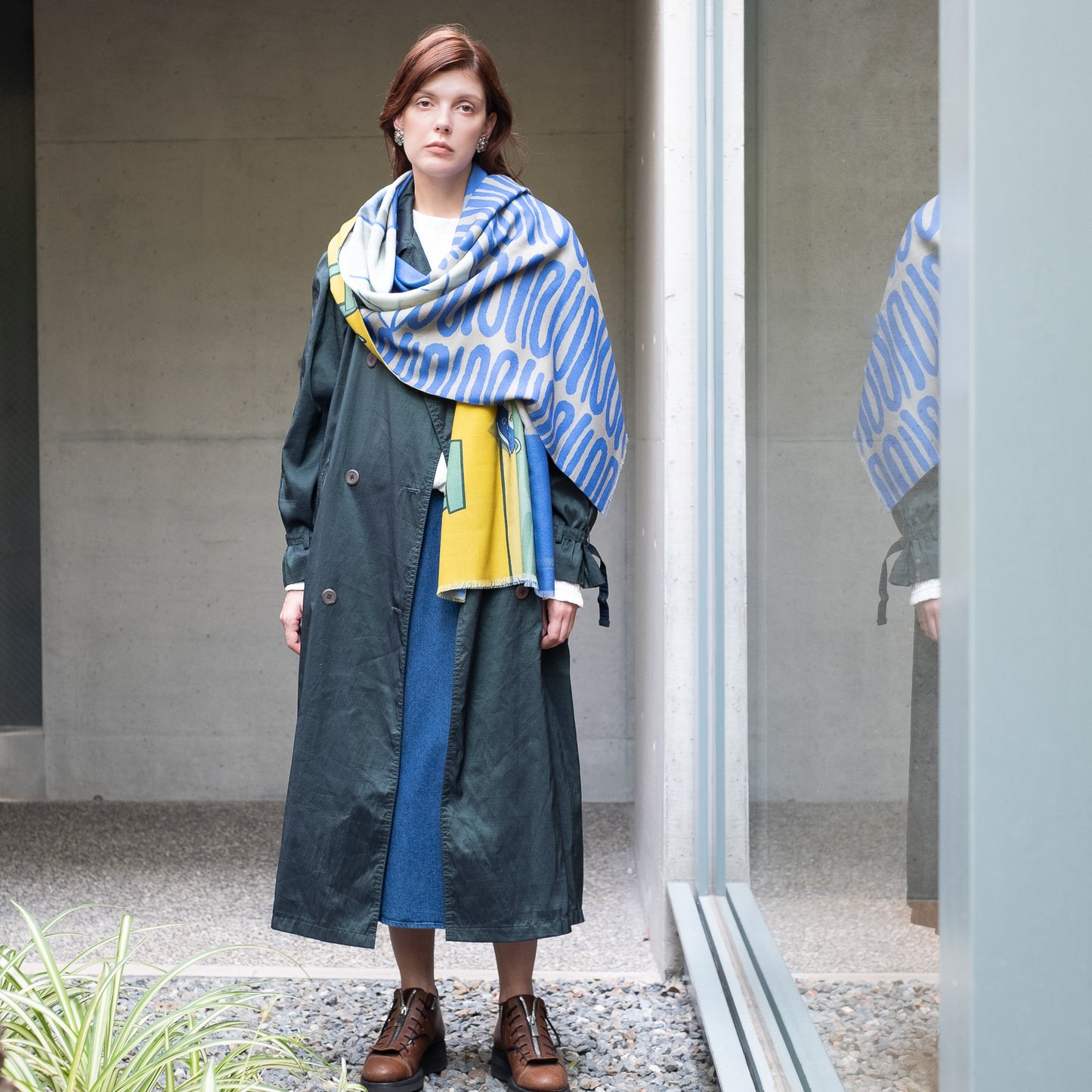 Superfine Merino Wool 'The Coffee Guru' 二重仕立てのロングストール