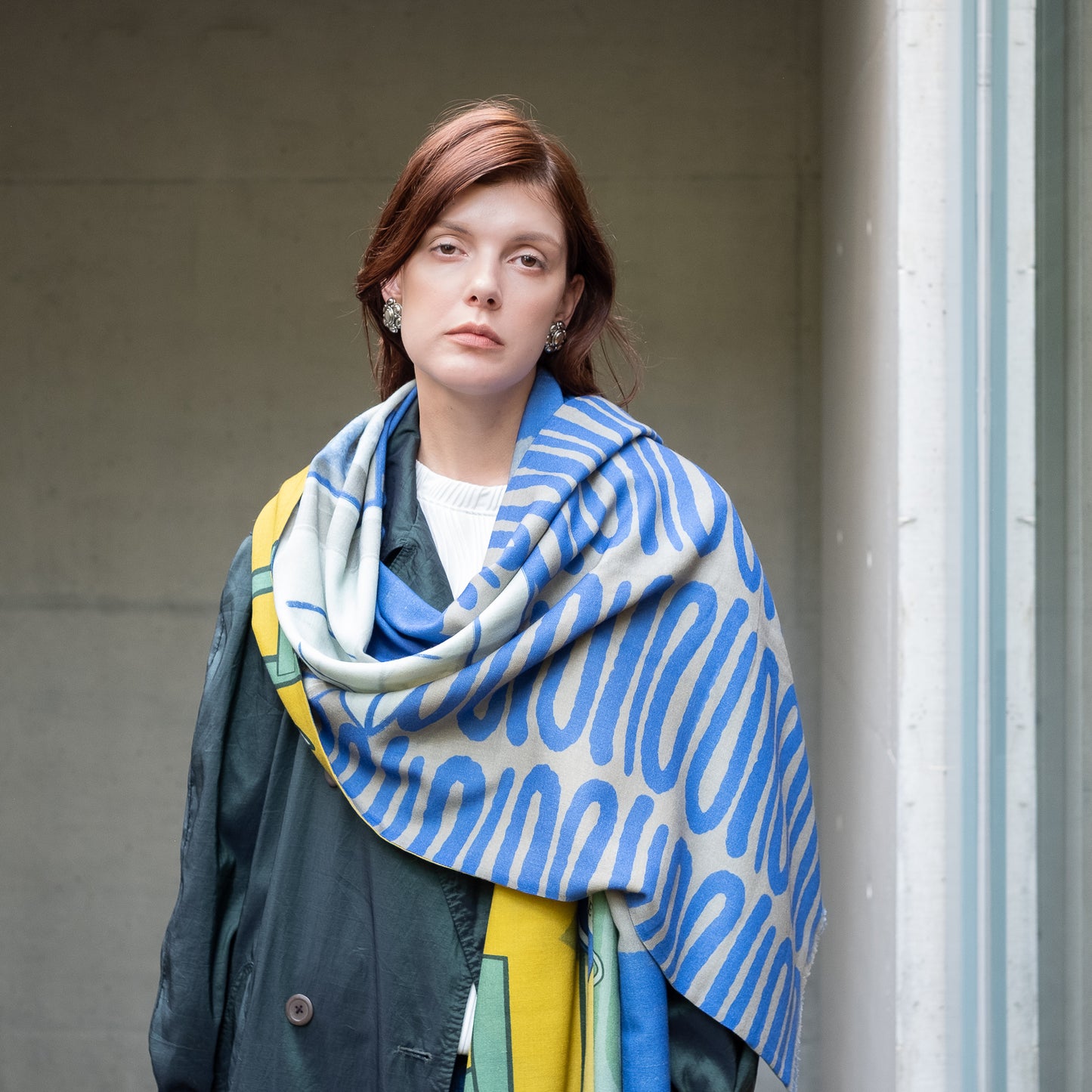 Superfine Merino Wool 'The Coffee Guru' 二重仕立てのロングストール