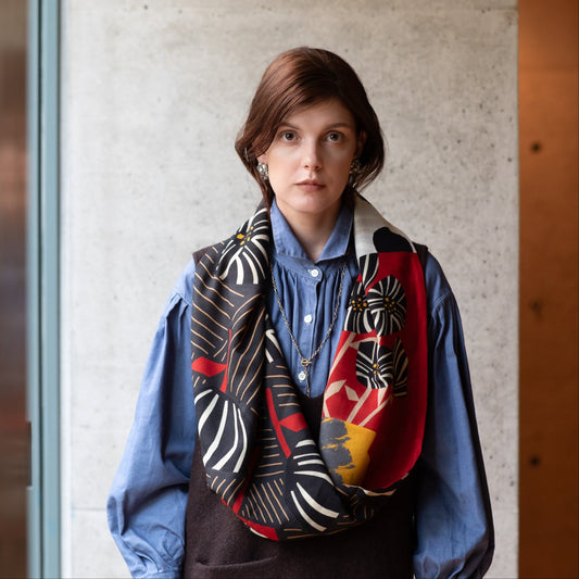 Superfine Merino Wool 'Ghent' red ループスカーフ