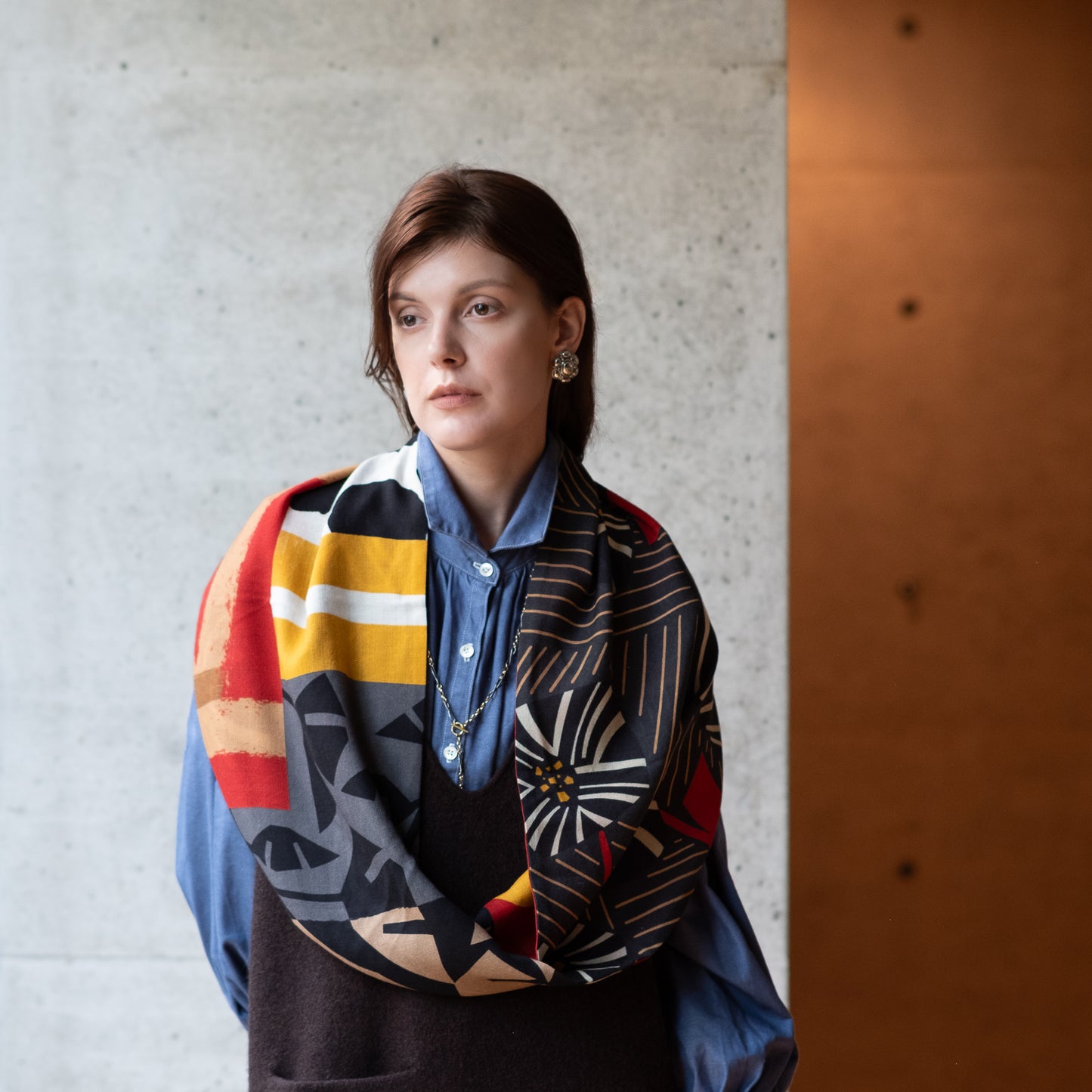 Superfine Merino Wool 'Ghent' red ループスカーフ