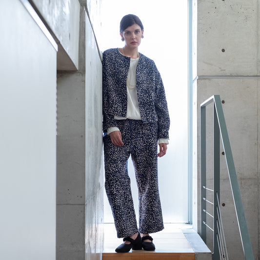 11月中旬入荷予定！播州織 Wool/Cotton イージーパンツ / navyxgreige