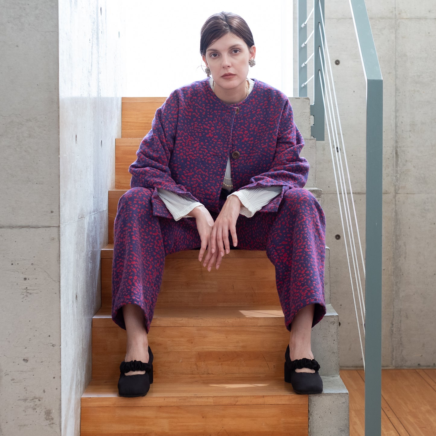 11月中旬入荷予定！播州織 Wool/Cotton イージーパンツ / pinkxpurple