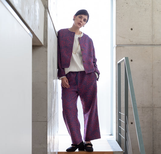 11月中旬入荷予定！播州織 Wool/Cotton イージーパンツ / pinkxpurple