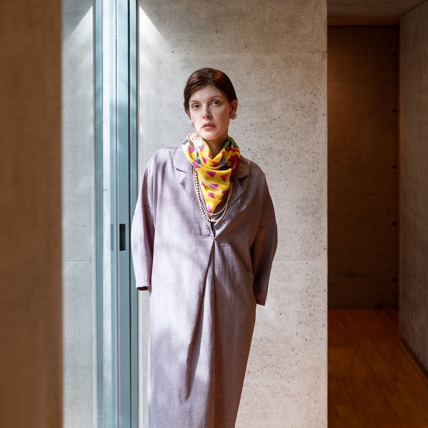 Superfine Merino Wool 'Champane POP!' リング付きミニスカーフ