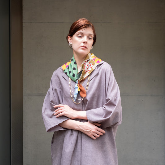 Superfine Merino Wool 'Champane POP!' リング付きミニスカーフ