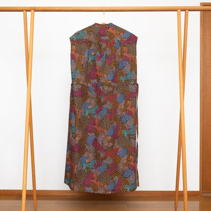 Restock! Japanese Printed Organic Cotton 'Pluto and Beyond' Gathered Shirt Dress