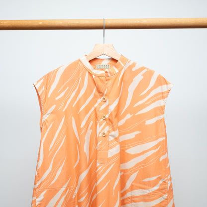 Restock! Japanese Printed Organic Cotton 'Pluto and Beyond' Gathered Shirt Dress