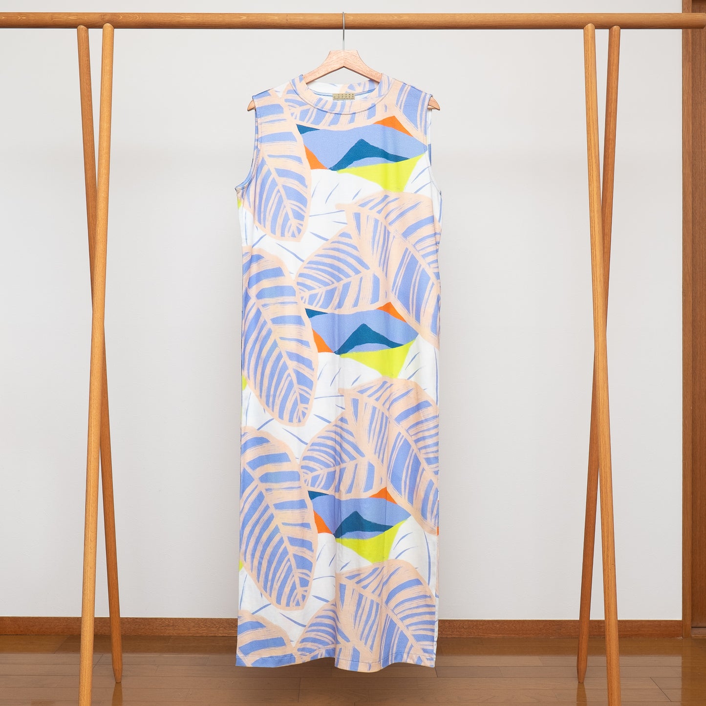 Robe débardeur gris foncé en coton bio imprimé japonais 'Belgravia'