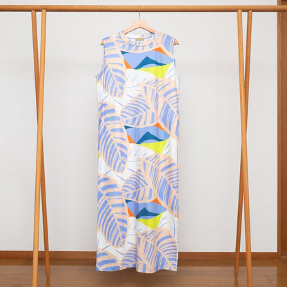 Robe débardeur gris foncé en coton bio imprimé japonais 'Belgravia'
