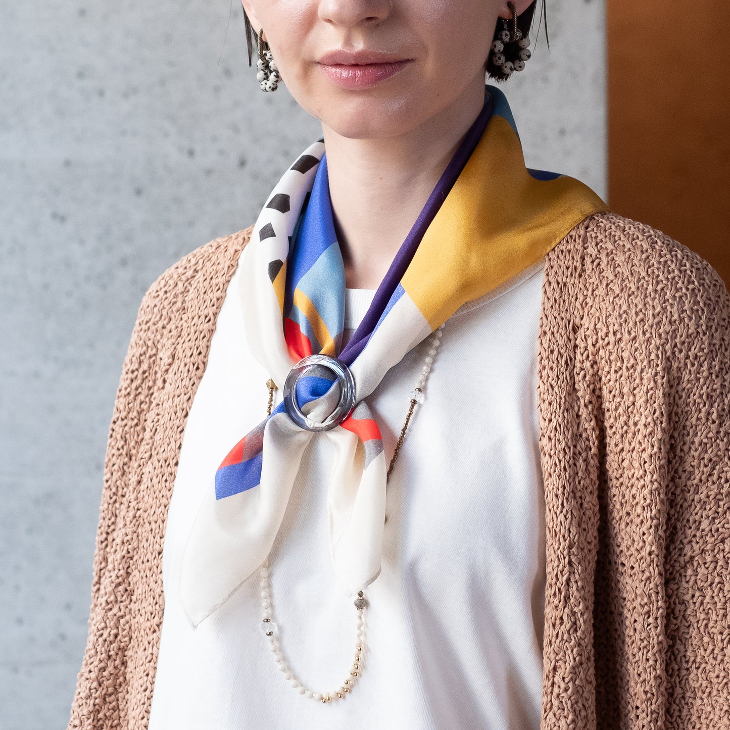 単品 サークルスカーフリング/ べっこう＆クリアブルー by Co*starring Sサイズ