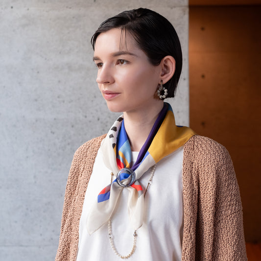 リング付き シルクのミニスカーフ 'Holborn'