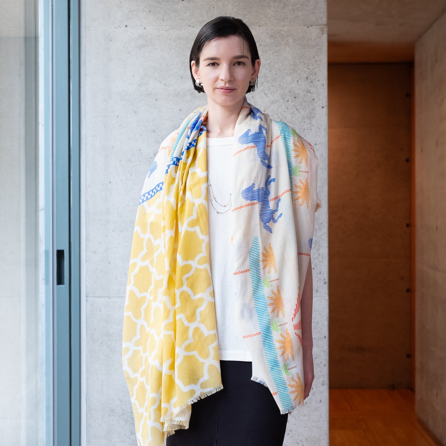 オーガニックコットンのロングストール 'Parisian Carosel' peach