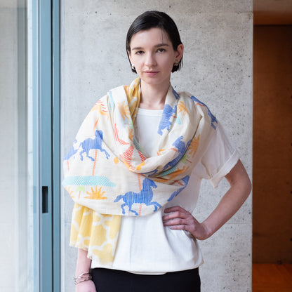 オーガニックコットンのロングストール 'Parisian Carosel' peach