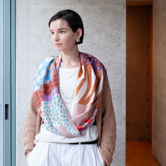 両面シルクのループスカーフ 'Fashionista' plum