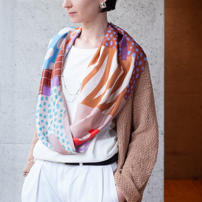 両面シルクのループスカーフ 'Fashionista' plum