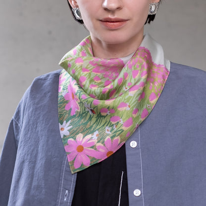 リング付き シルクのミニスカーフ 'Ladybird Cottage' pink