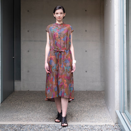 Restock! Japanese Printed Organic Cotton 'Pluto and Beyond' Gathered Shirt Dress