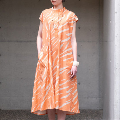 Restock! Japanese Printed Organic Cotton 'Pluto and Beyond' Gathered Shirt Dress