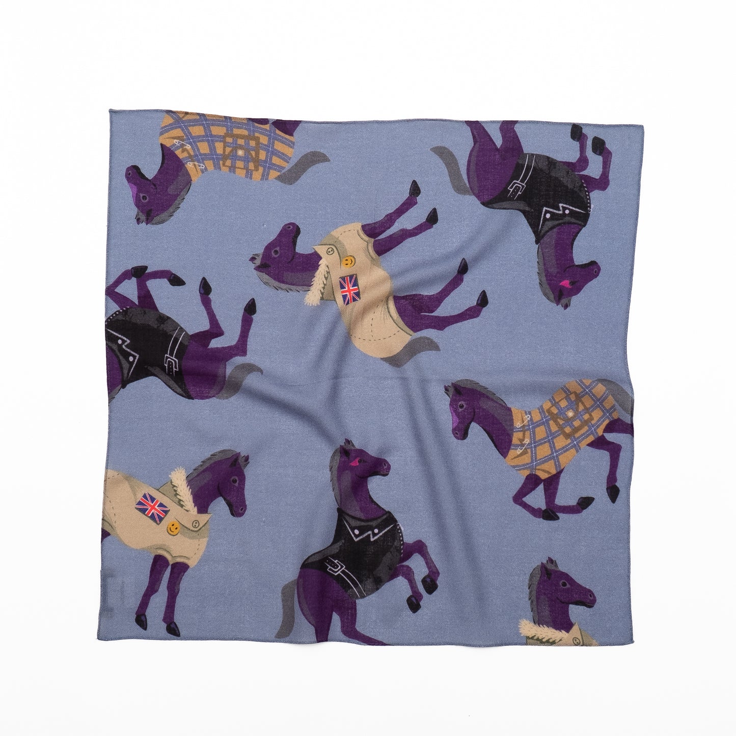 Mini-écharpe bleu marine en soie imprimée japonaise 'Polka Dot Queen' avec anneau vague