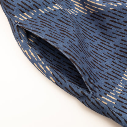 裏起毛 オーガニックコットンロングスカート 'Oxford Mosaic' blue