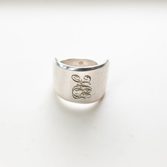 5/11 21時より Silver Plated アンティークスプーンリング /  'MH' 17号~18号