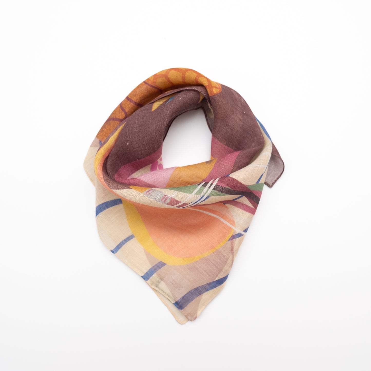 Mini foulard vert 'California' imprimé japonais en coton bio avec anneau