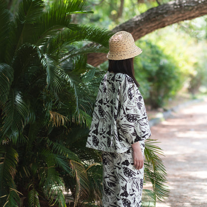 リネンワイドブラウス 'Pacific Island' cream