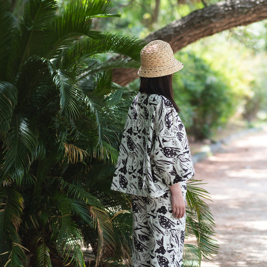 リネンワイドブラウス 'Pacific Island' cream