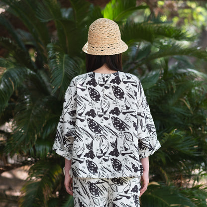 リネンワイドブラウス 'Pacific Island' cream