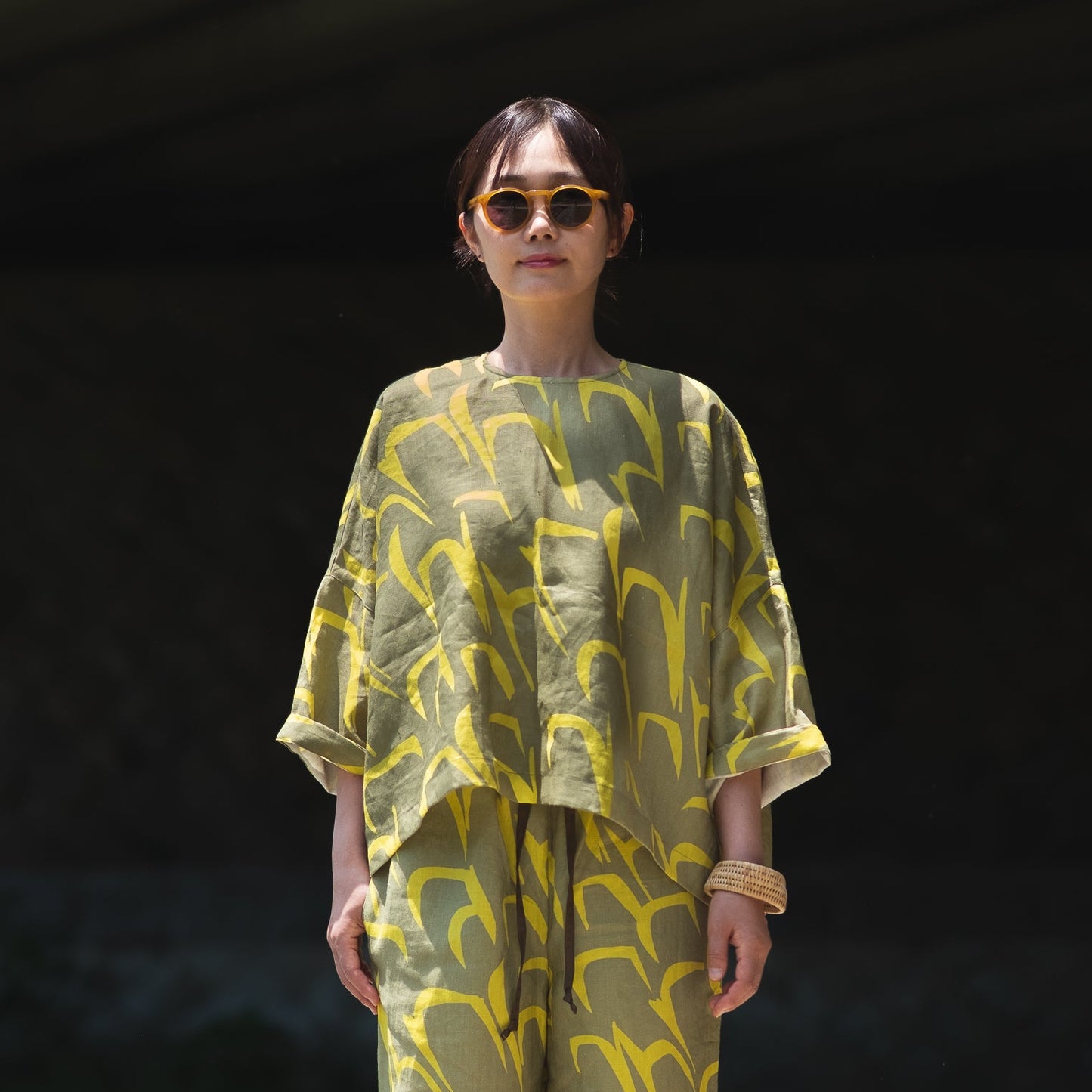リネンワイドブラウス 'Antwerp' lemon yellow