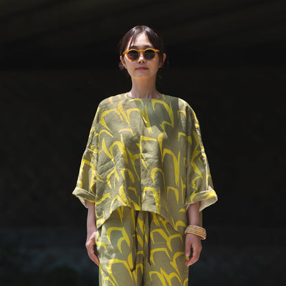 リネンワイドブラウス 'Antwerp' lemon yellow