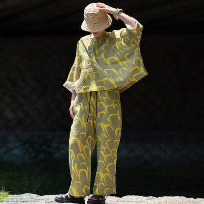リネンワイドブラウス 'Antwerp' lemon yellow