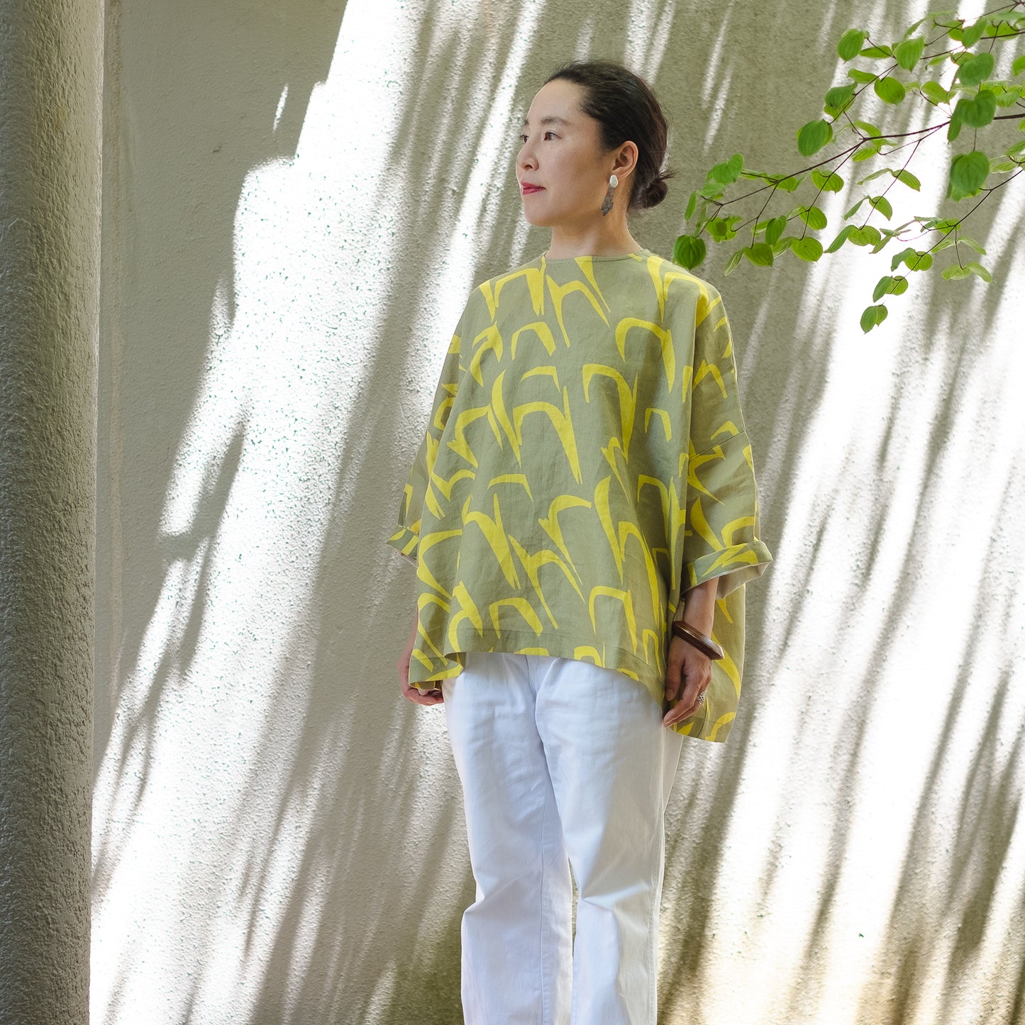 リネンワイドブラウス 'Antwerp' lemon yellow