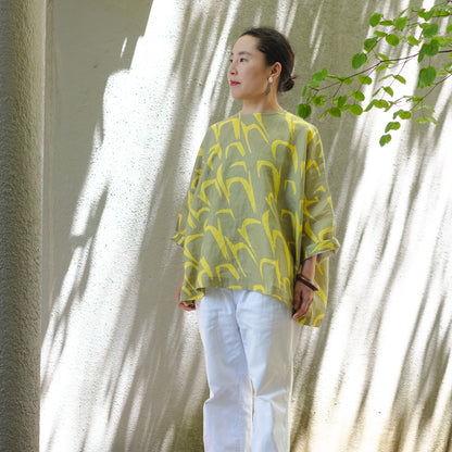 リネンワイドブラウス 'Antwerp' lemon yellow