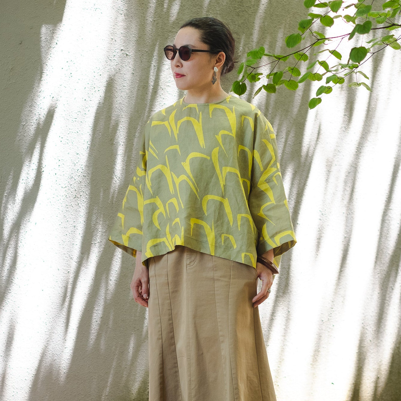 リネンワイドブラウス 'Antwerp' lemon yellow