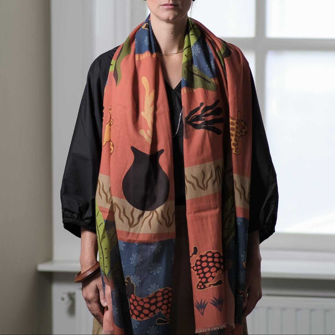 Etole longue b.red en coton bio imprimé japonais 'Magic Carpets'