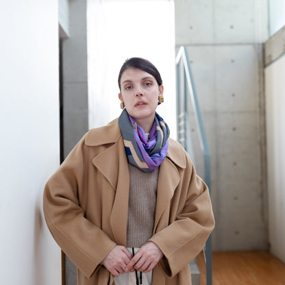 シルクとウールのループスカーフ 'Snow Drops' lilac