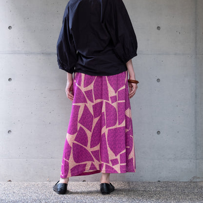 裏起毛 オーガニックコットンロングスカート 'Oxford Mosaic' pink