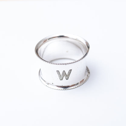 大判ウールスカーフ用 ヴィンテージリング / silver plated 'W' イギリス製