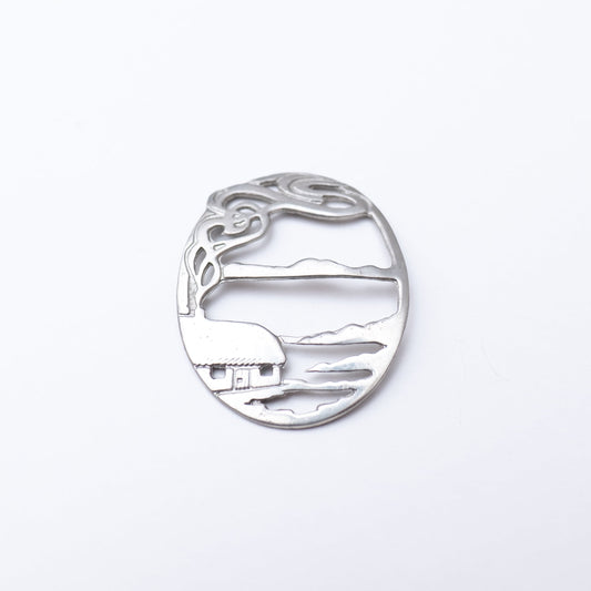 ヴィンテージスカーフリング　Silver Plated スコットランドの風景 / Carrick Jewellery
