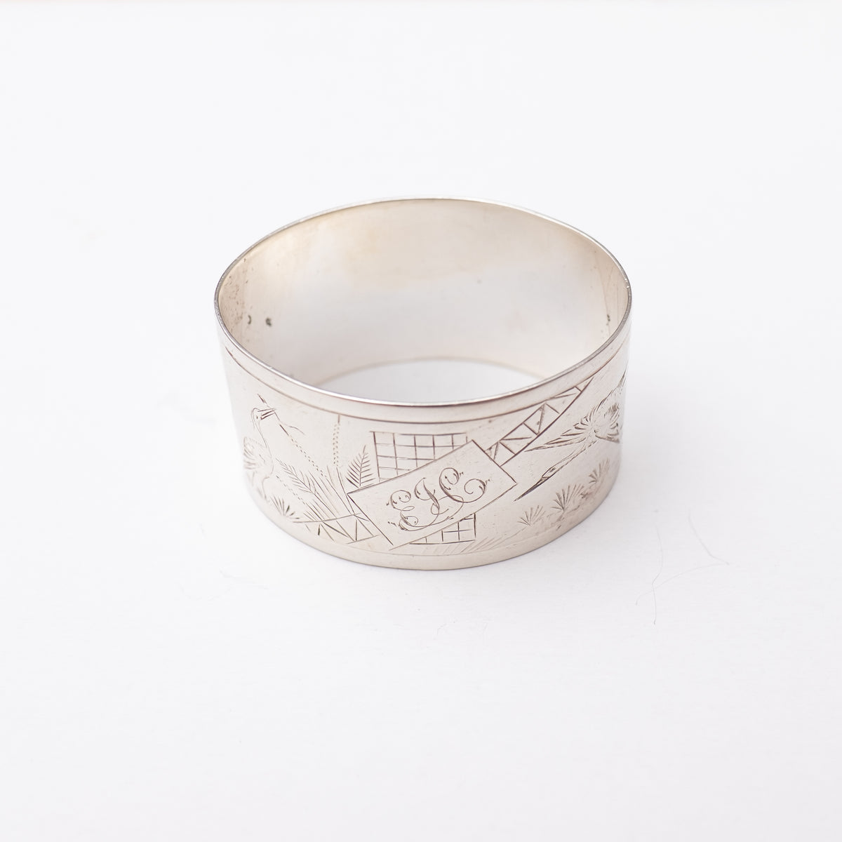 ロングストール用 ヴィンテージリング / silver plated 19世紀 風景画 イギリス製