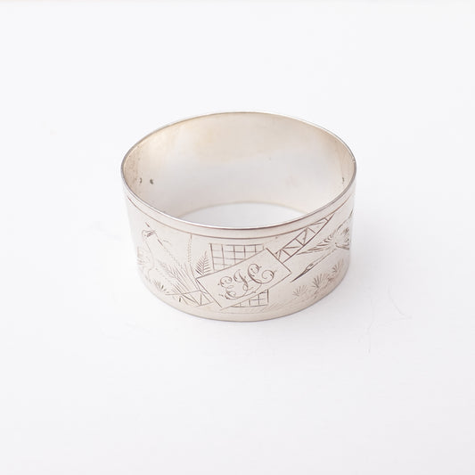 ロングストール用 ヴィンテージリング / silver plated 19世紀 風景画 イギリス製