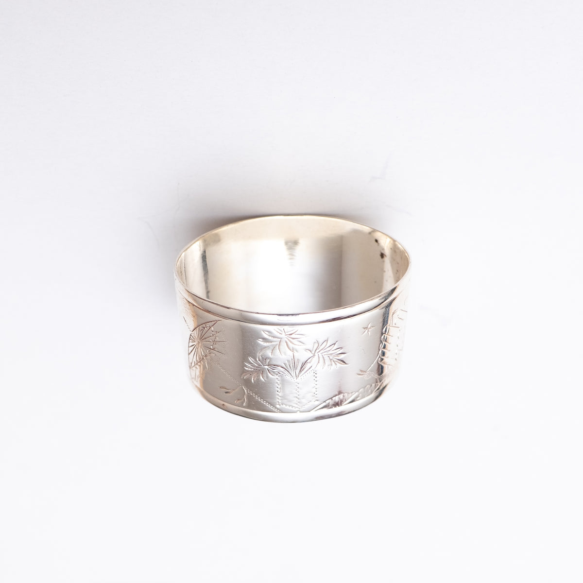 ロングストール用 ヴィンテージリング / silver plated 19世紀 風景画 イギリス製