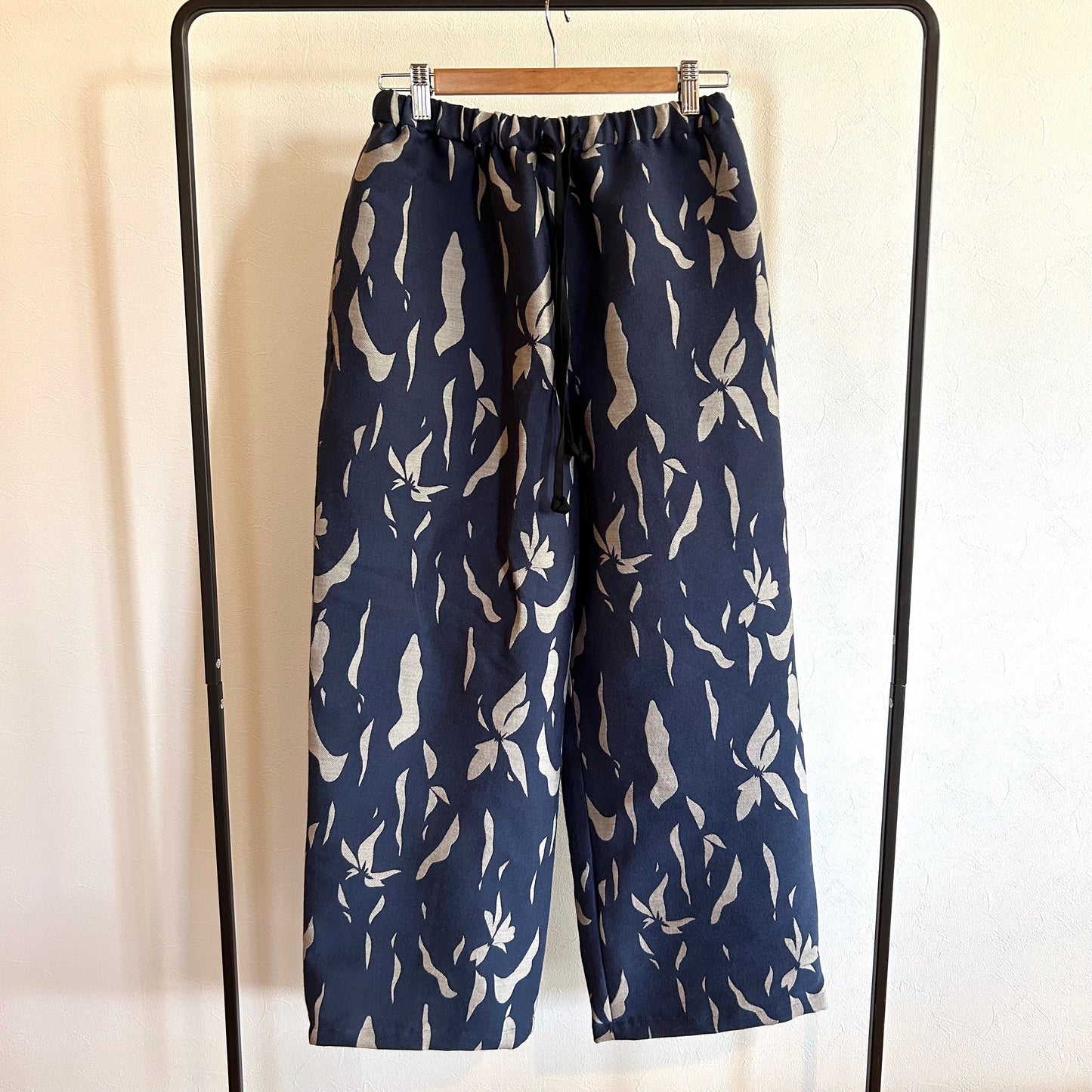 播州織  Wool/Cotton Jacquard Reversible Skirt -Navy&Greige