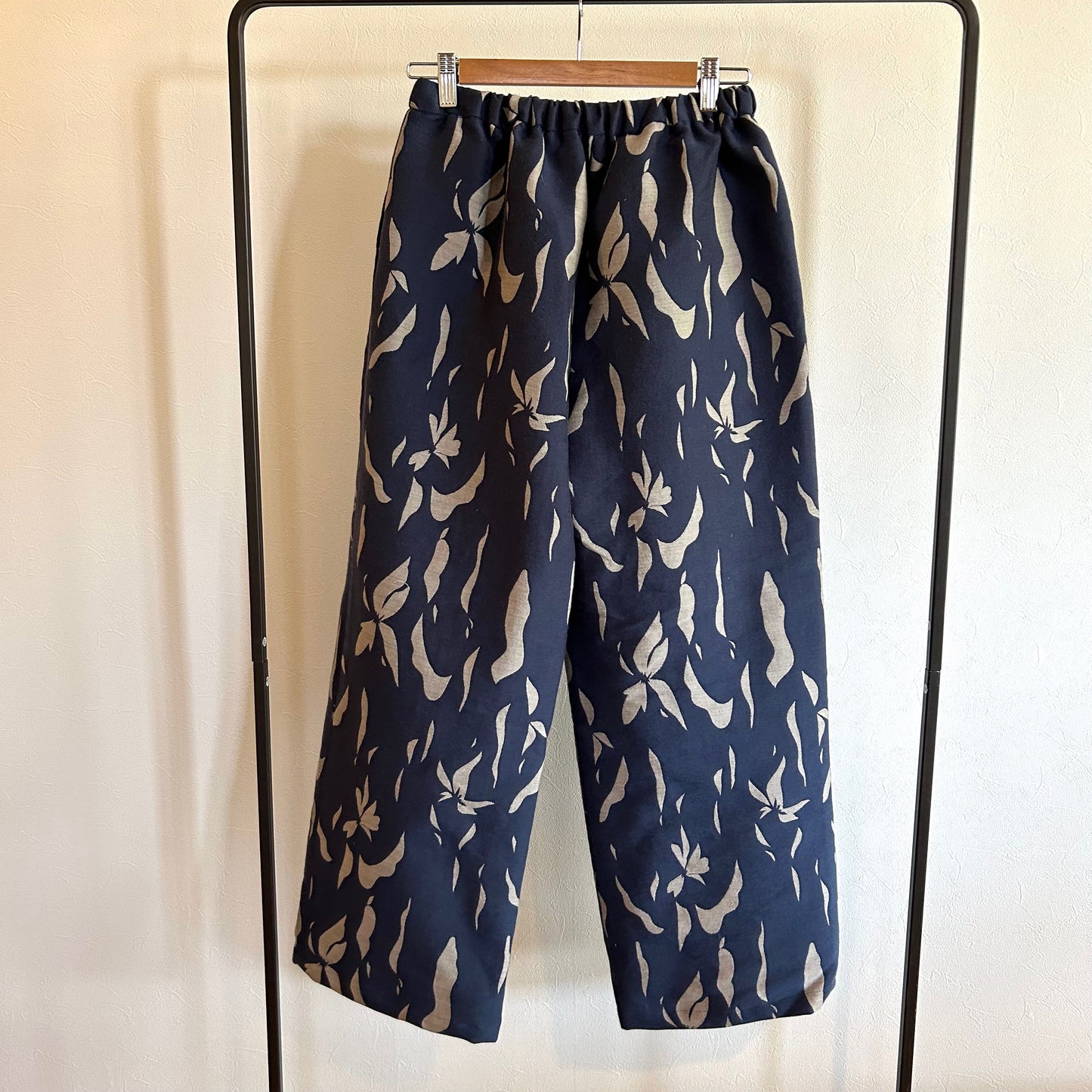 播州織  Wool/Cotton Jacquard Reversible Skirt -Navy&Greige