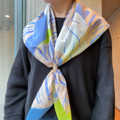 Silk Cotton 'Saint Vincent' sky blue 大判スカーフ